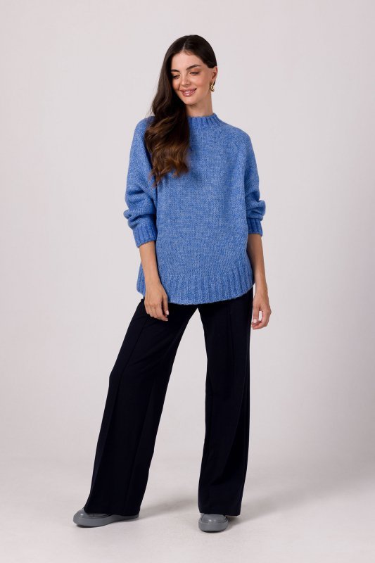 Be Knit BK105 Sweter z nietoperzowymi rękawami - lazurowy