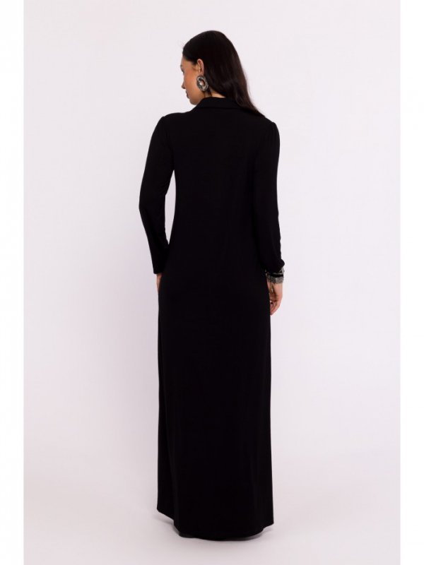 BeWear B285 Sukienka wiskozowa zapinana na guziki - czarna