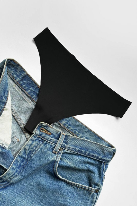 Gorteks Blanca/S stringi bezszwowe trójpak czarny