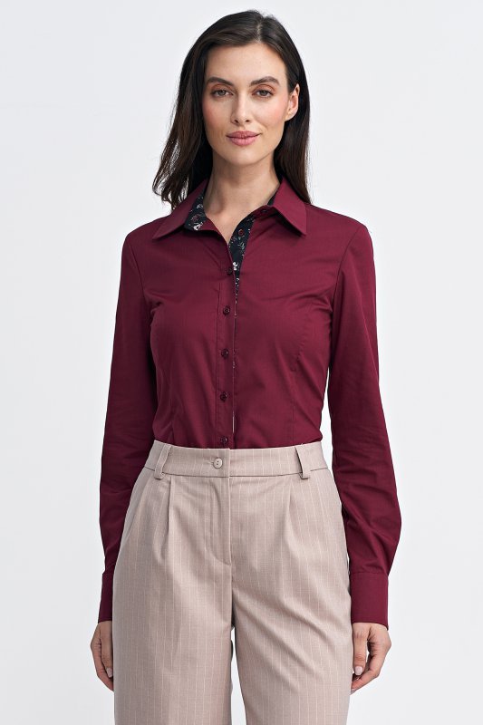 Nife Spodnie z zakładkami, wide leg, prążek - beż - SD105