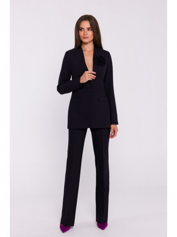 Stylove S370 Marynarka z kwiatkiem - czarna
