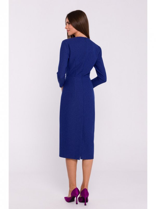 Stylove S372 Sukienka midi z kwiatkiem - niebieska