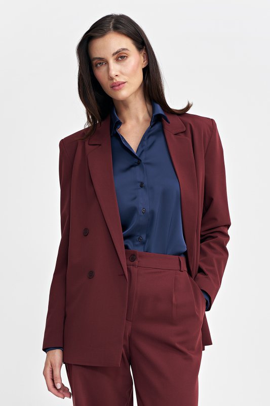 Nife Marynarka oversize, dwurzędowa - bordo - Z69
