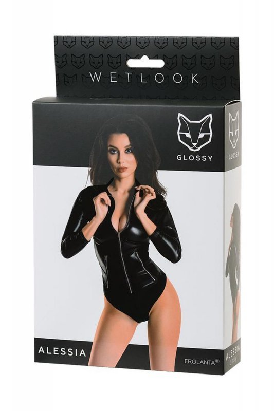 Glossy Wetlook body dress ALESSIA - black