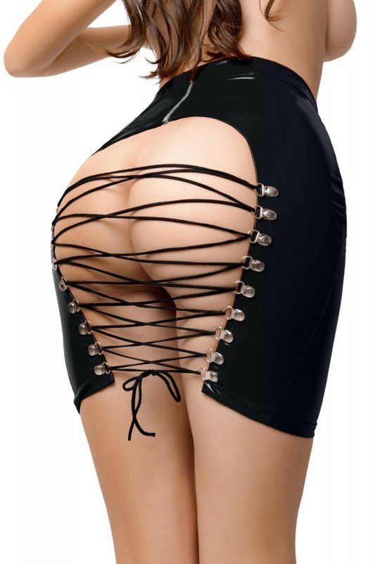 Glossy Wetlook skirt Leanne - black