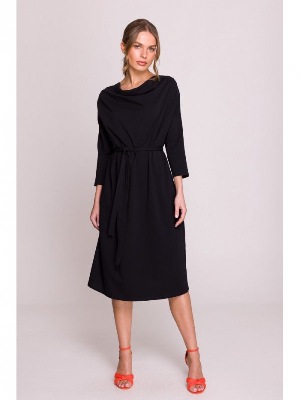 Stylove S403 Sukienka oversize z modalu - czarna
