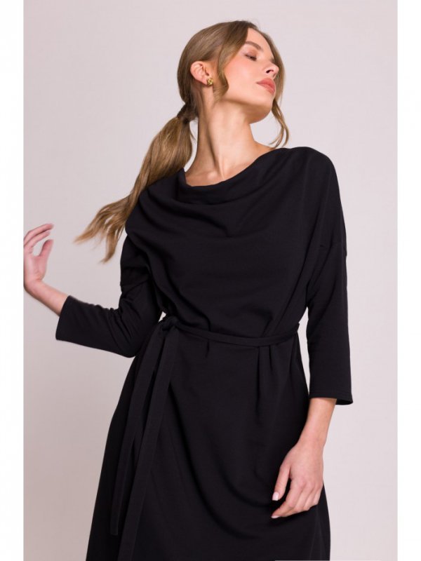 Stylove S403 Sukienka oversize z modalu - czarna