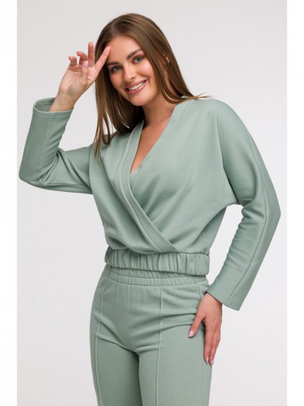 BeWear B292 Bluza z kopertowym dekoltem - miętowa