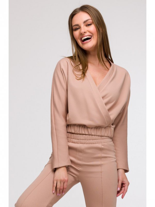 BeWear B292 Bluza z kopertowym dekoltem - mokka