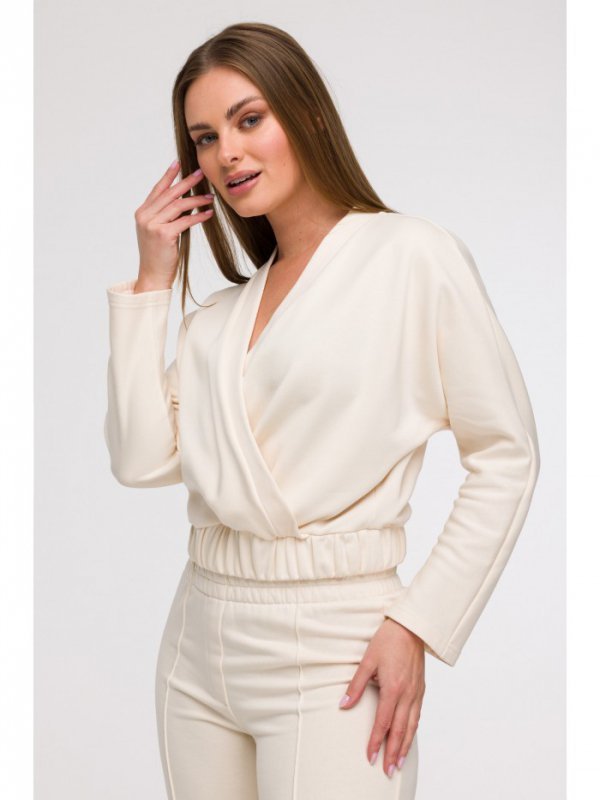 BeWear B292 Bluza z kopertowym dekoltem - waniliowa