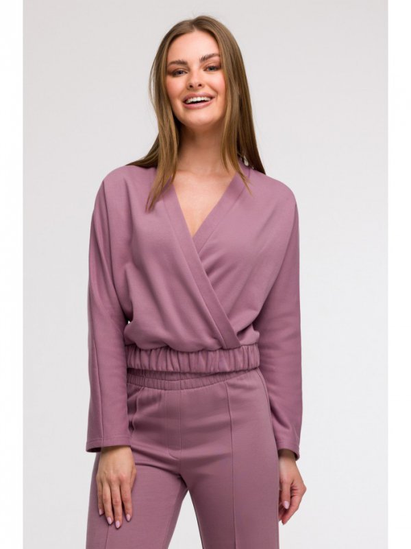 BeWear B292 Bluza z kopertowym dekoltem - wrzosowa