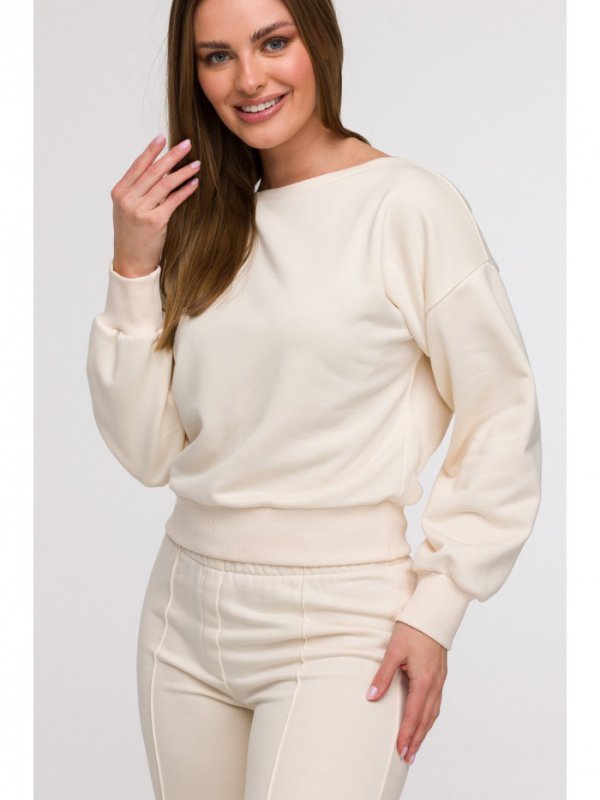 BeWear B293 Bluza z otwartymi plecami - waniliowa