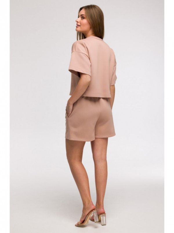 BeWear B294 Bluza oversize z krótkimi rękawami - mokka