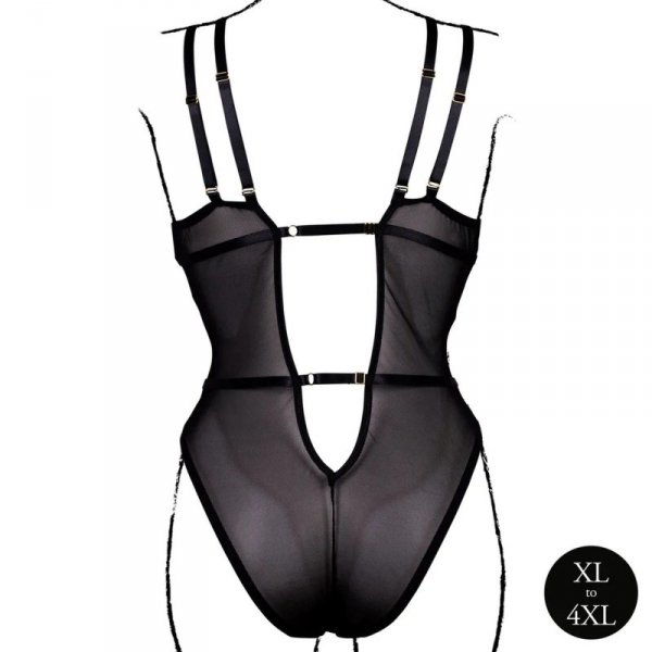 Le Désir Wireless Lace Bodysuit with Adjustable Sliders - Plus Size - Black