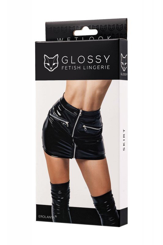 Glossy Glossy Billie,skirt,wetlook,black,L