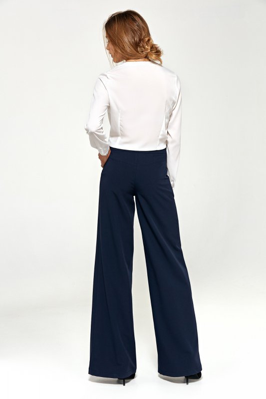 Nife Granatowe spodnie typu palazzo - SD31