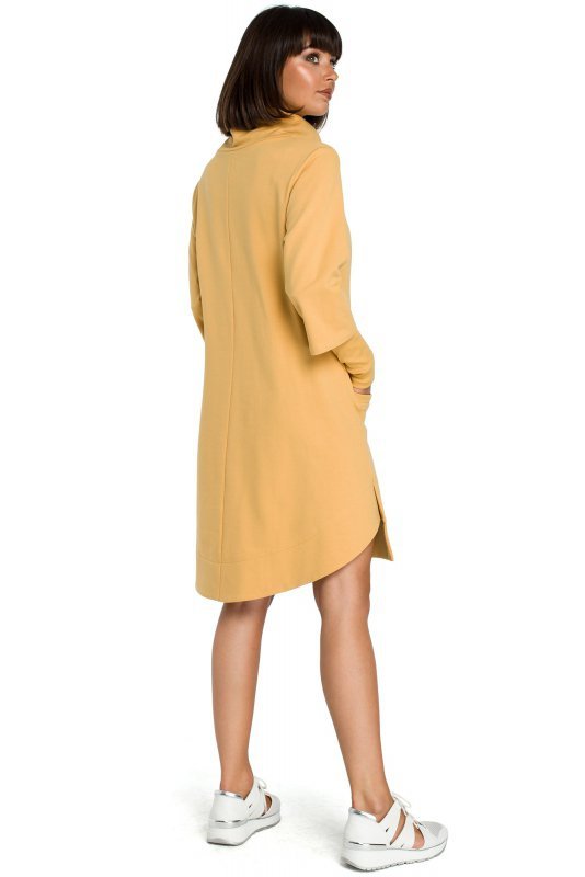 BeWear B089 Sukienka z golfem - żółta