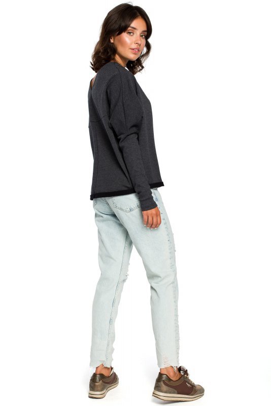 BeWear B094 Bluza z dekoltem z tyłu - grafitowa