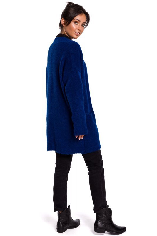 Be Knit BK034 Kardigan gładki z kieszeniami - szafirowy