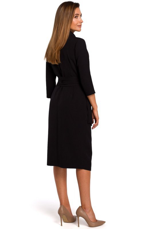 Stylove S175 Sukienka na zakładkę z paskiem - czarna