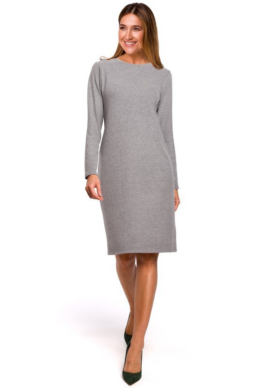 Stylove S178 Sukienka swetrowa z długimi rękawami - szara