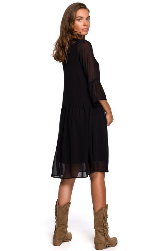 Stylove S236 Sukienka szyfonowa gładka - czarna