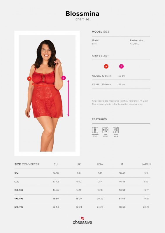 OBSESSIVE KOSZULKA BLOSSMINA CHEMISE R.4XL-7XL