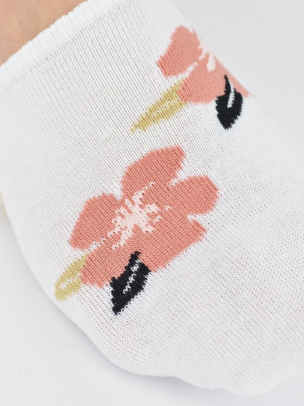 NOVITI STOPKI DAMSKIE ST099 BAWEŁNA KWIATY SILIKON