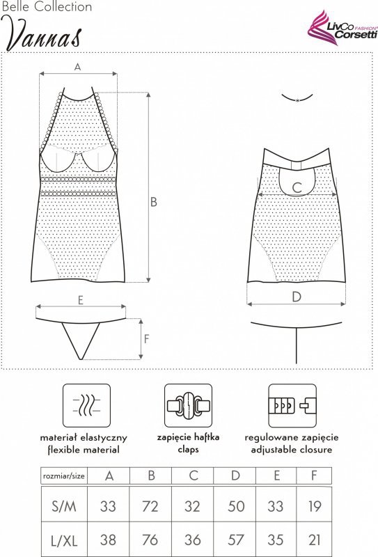 LivCo Corsetti Koszulka Vannas + stringi GRATIS! Beżowa