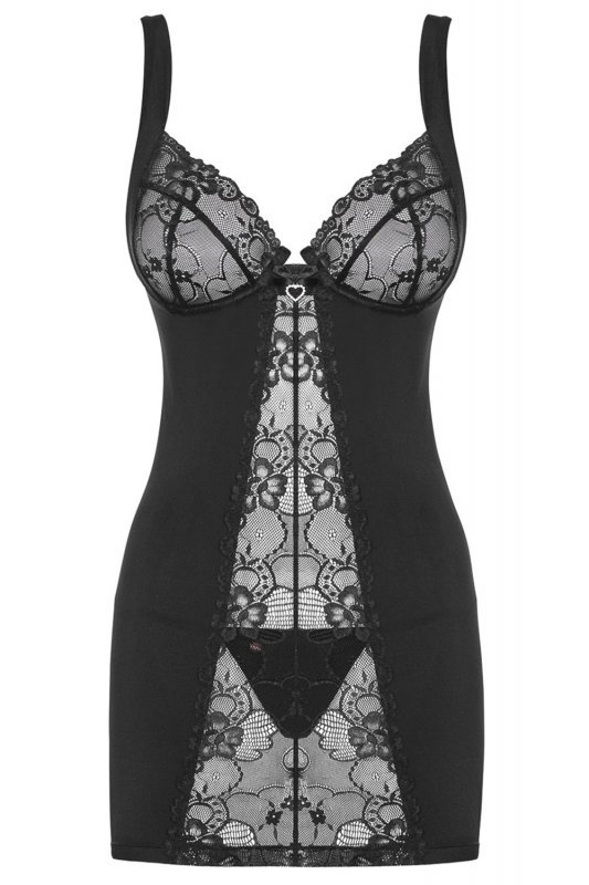 Obsessive Heartina chemise bielizna nocna komplet koszulka + stringi