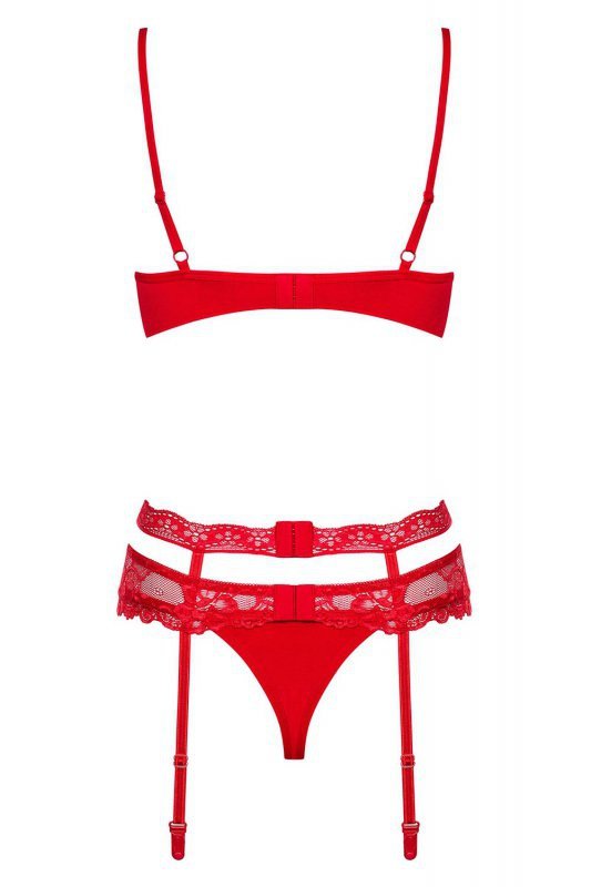 Obsessive Heartina set bielizna nocna komplet biustonosz + stringi + pas do pończoch