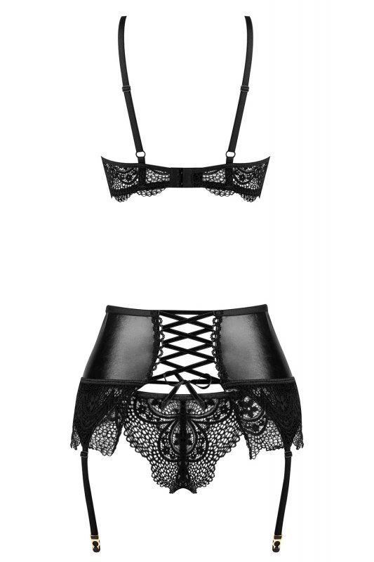 Beauty Night Noir Fantasy set BN6748 bielizna nocna komplet biustonosz + stringi + pas do pończoch