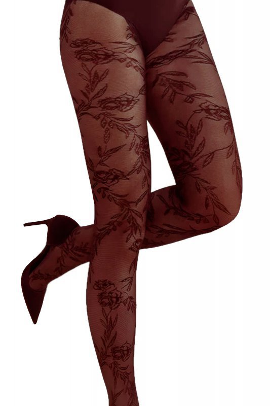 Gabriella Rajstopy Floral 576 bordo