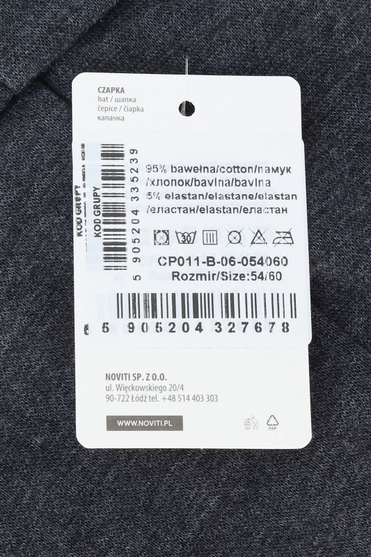 Noviti Czapka wywijana CP 011 B 05 grafitowa