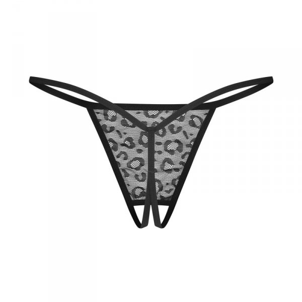 Obsessive Figi stringi otwarte Bianca czarne 2-pak