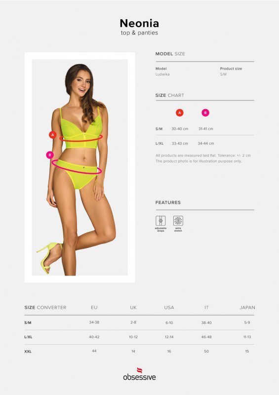 Obsessive Top i figi Neonia żółty