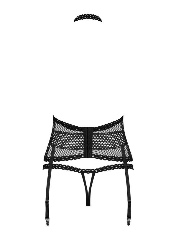Obsessive Gorset i stringi Strapelie czarny