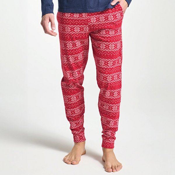 Sorbetto ALBANO Męska piżama świąteczna z nadrukiem, granat