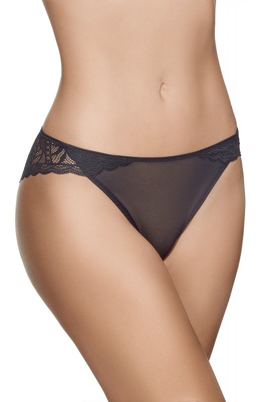 Selene MARA 3139 Majtki bikini z niskim stanem i przezroczystą koronką, negro-czarne