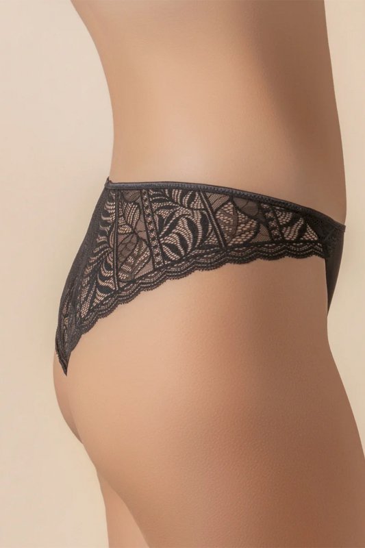 Selene MARA 3139 Majtki bikini z niskim stanem i przezroczystą koronką, negro-czarne