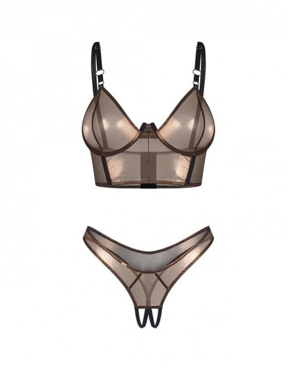 Komplet Obsessive Soranna Top&Crotchless Thong S-3XL