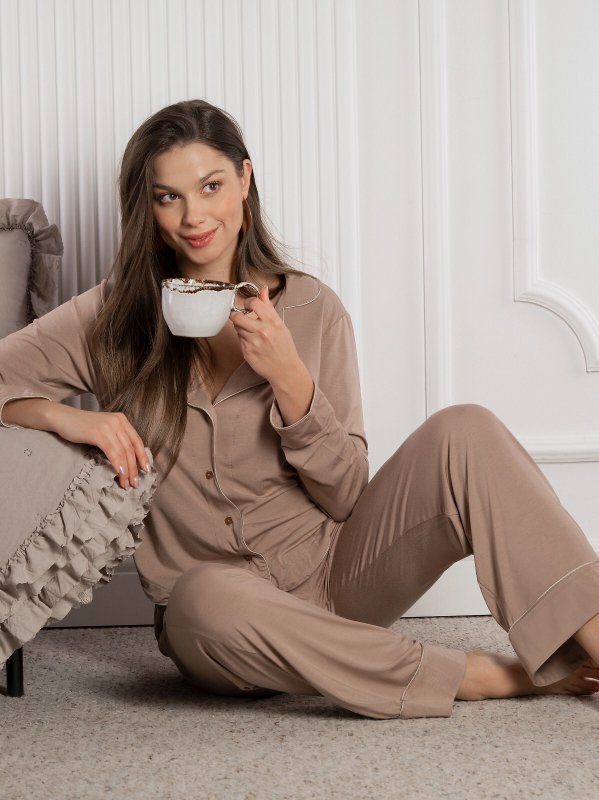 Piżama Mademoiselle Sommeil CC0153 Mocca Ease dł/r S-XL rozpinana