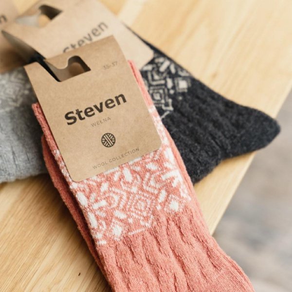 Skarpety Steven art.093 Wzór Wełniane damskie  35-40