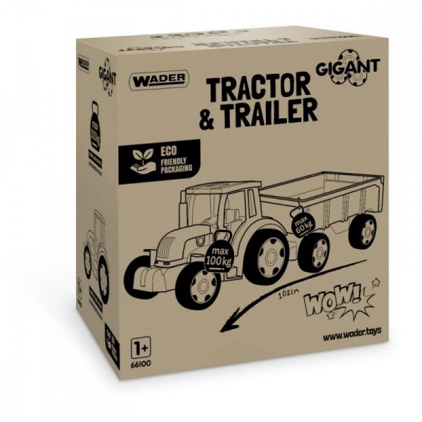 Wader 66100 Traktor z przyczepą 120 cm Gigant pudełko - WYSYŁKA 24H