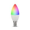 Żarówka LED V-TAC 3.5W E14 Świeczka Pilot VT-2214 6400K+RGB 320lm