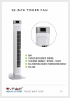 Wentylator Wieżowy V-TAC z wyświetlaczem temperatury i pilotem 55W 95cm Biały VT-5536