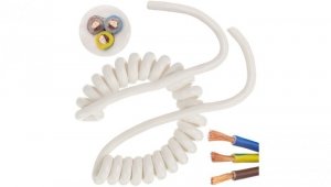 Przewód OMY spiralny H03VVH8-F 3x0,75 0,16m / 0,9m biały