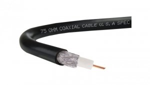 Przewód antenowy zewnętrzny żelowany 75ohm RG 6 1,0/4,8/7,0 Cu czarny /50m/