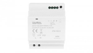 Zasilacz impulsowy montowany na szynie TH-35 (DIN) 100W 12V DC typ: ZTM-100/12 EXT10000285