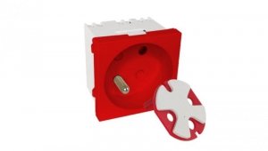 Modularne gniazdo elektryczne ALANTEC 2P+Z, 45x45, DATA z kluczem, czerwone PZ017